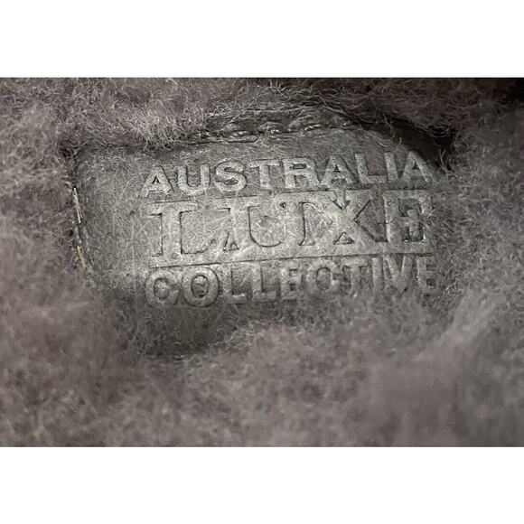 Australia Luxe Collective Sheepskin Shearling Fuzzy Slippers Gray Kids Sz 9 NEW - Picture 7 of 11